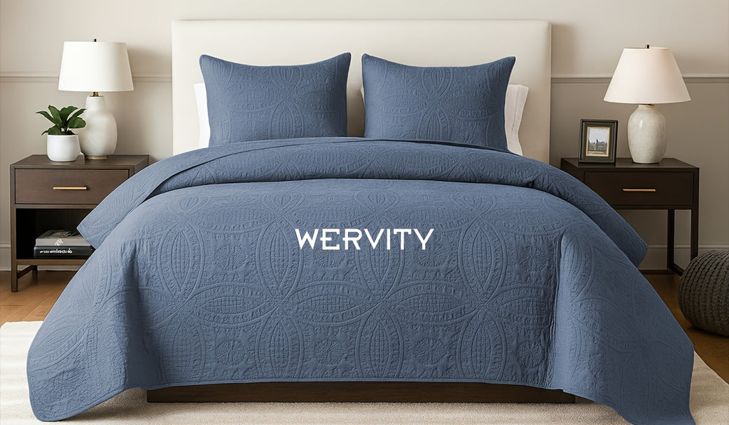 Coin Pattern Quilted Comforter, Lightweight Soft Breathable Single Bedspread in Twin, Full, Full/Queen and King Sizes for All-Season Bedroom Styling