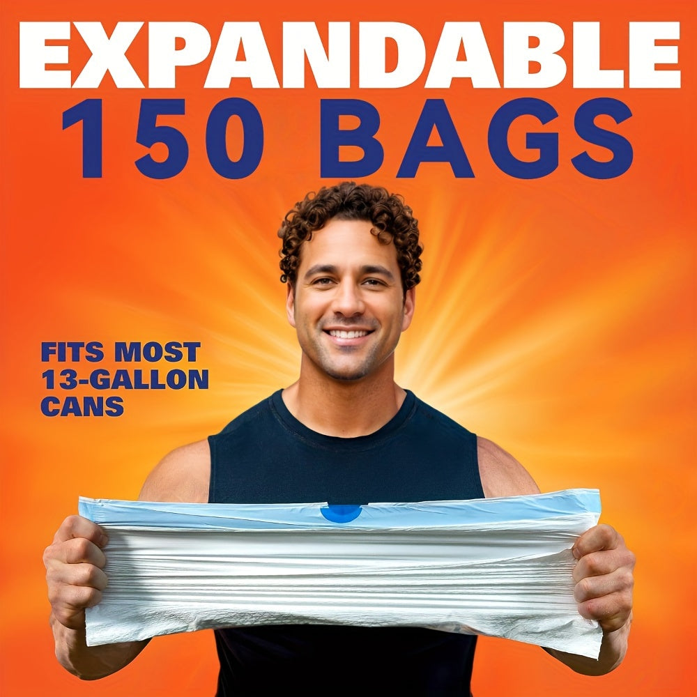 150 Bags Boxed Disposable Non Tear Garbage Bag Puncture Tear Resistant Trash Bags, 50 Bags/Roll 13 Gallon Capacity, ODOR ELIMINATORTECHNOLOGY Kitchen Drawstring Garbage Bags Fresh Clean Scent with Lemon Mint Scent, EASY to USEDRAWSTRINGS MORE DURABLE