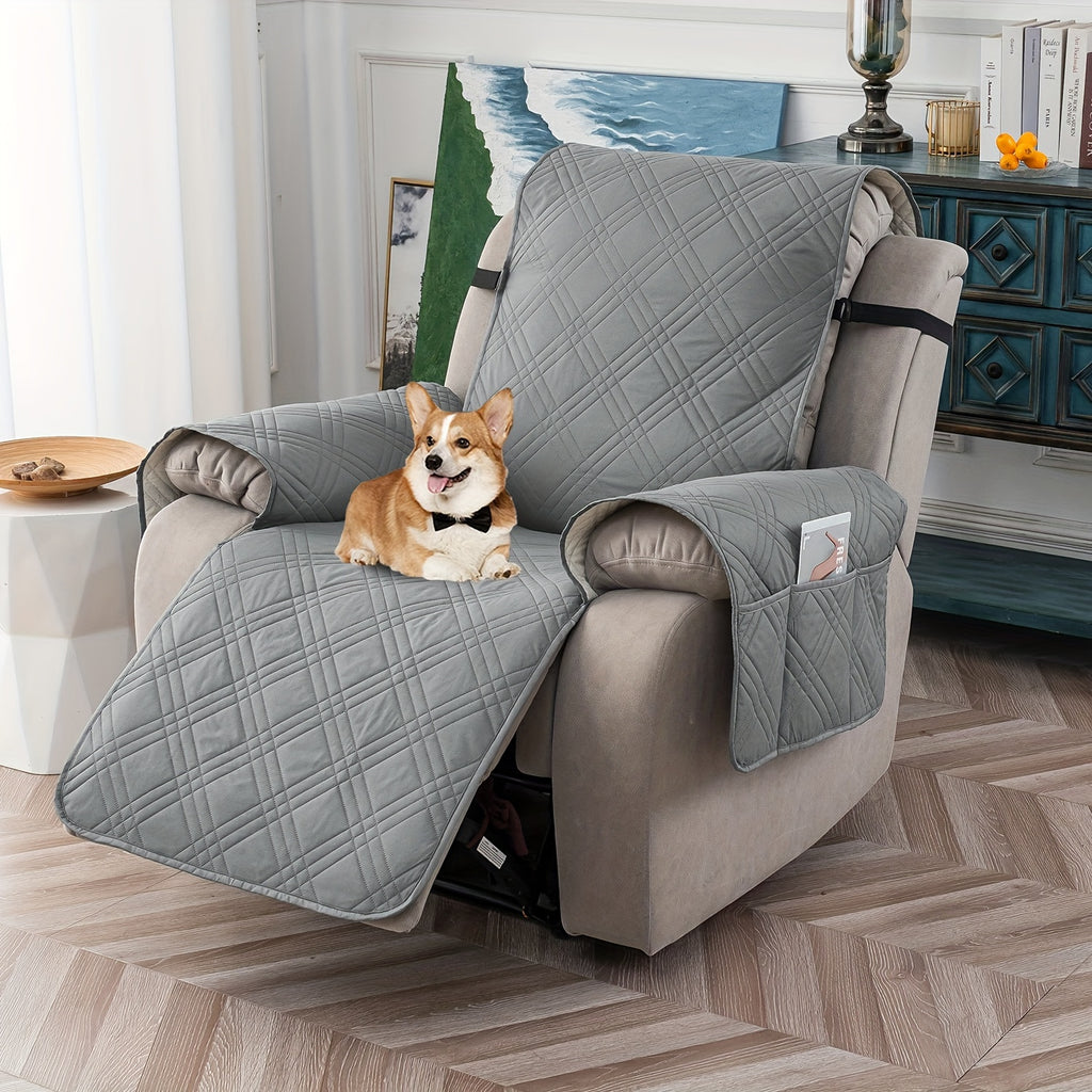 1pc 100% Waterproof Recliner Chair Cover, Non Slip Recliner Covers for Recliner Chair with Pocket, Pet Scratch-Resistant Sofa Slipcover, Washable Furniture Protector, Easy to Install for Living Room, Bedroom, And Study, Halloween Home Decorations
