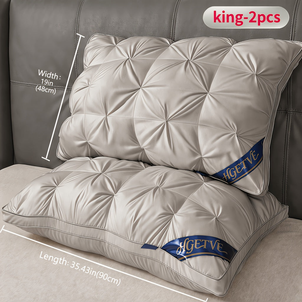 2pcs Luxury Hotel-quality Pillows, Deep Sleep Neck Pillow, High Fluffiness, Not Easy To Collapse, Suitable For All Seasons, Soft Fabric, Easy To Clean, Available In Multiple Colours And Sizes, Queen/King Size, Holiday Gift