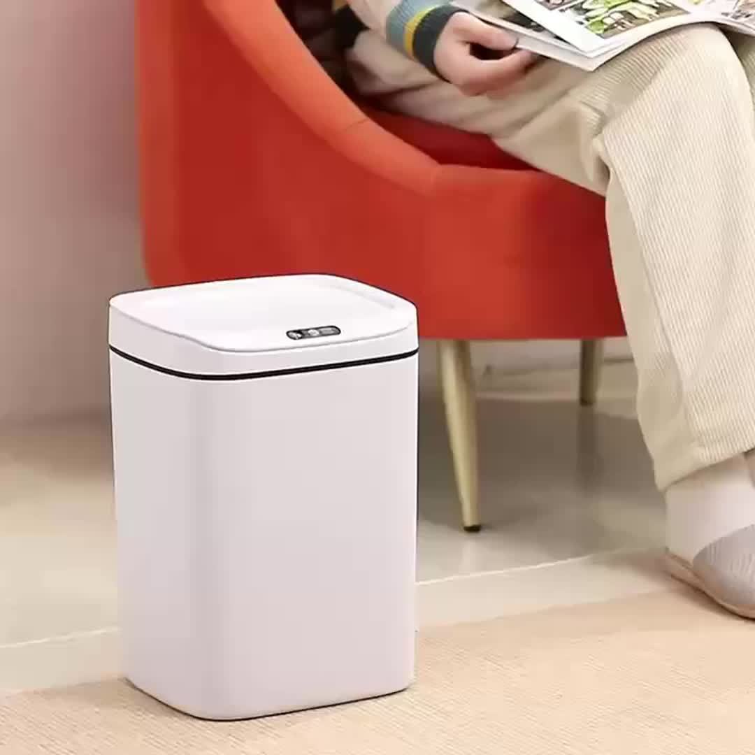 1pc Bathroom Motion-Sensing Smart Trash Can, Smart Trash Can, Lidded Touchless Trash Can, Minimalist Style, Suitable For Home, Kitchen, Office, Bathroom, Outdoor Use, Kitchen Waste Solution