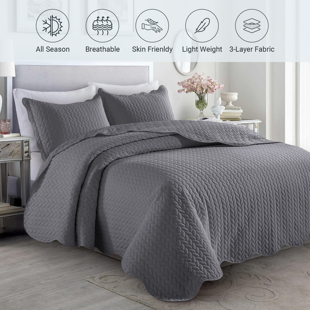 Lightweight Quilted Bedspread – Soft and Breathable Quilt Set, All Season Microfiber Bedding, Modern Style Soft Bedding Set, Twin, Full / Queen, King Sizes, Machine Washable Halloween Christmas