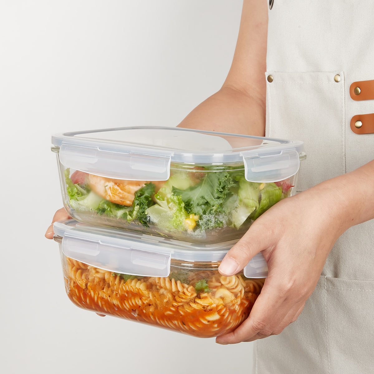 1860ml/ 63oz Large Glass Storage Containers With Lids, 2Pack for food & Dish Transport-Bus Tubs, Meal Prep for food Container Set With Snap Airtight Lid, Leak Proof, For Food Storage And Transportation