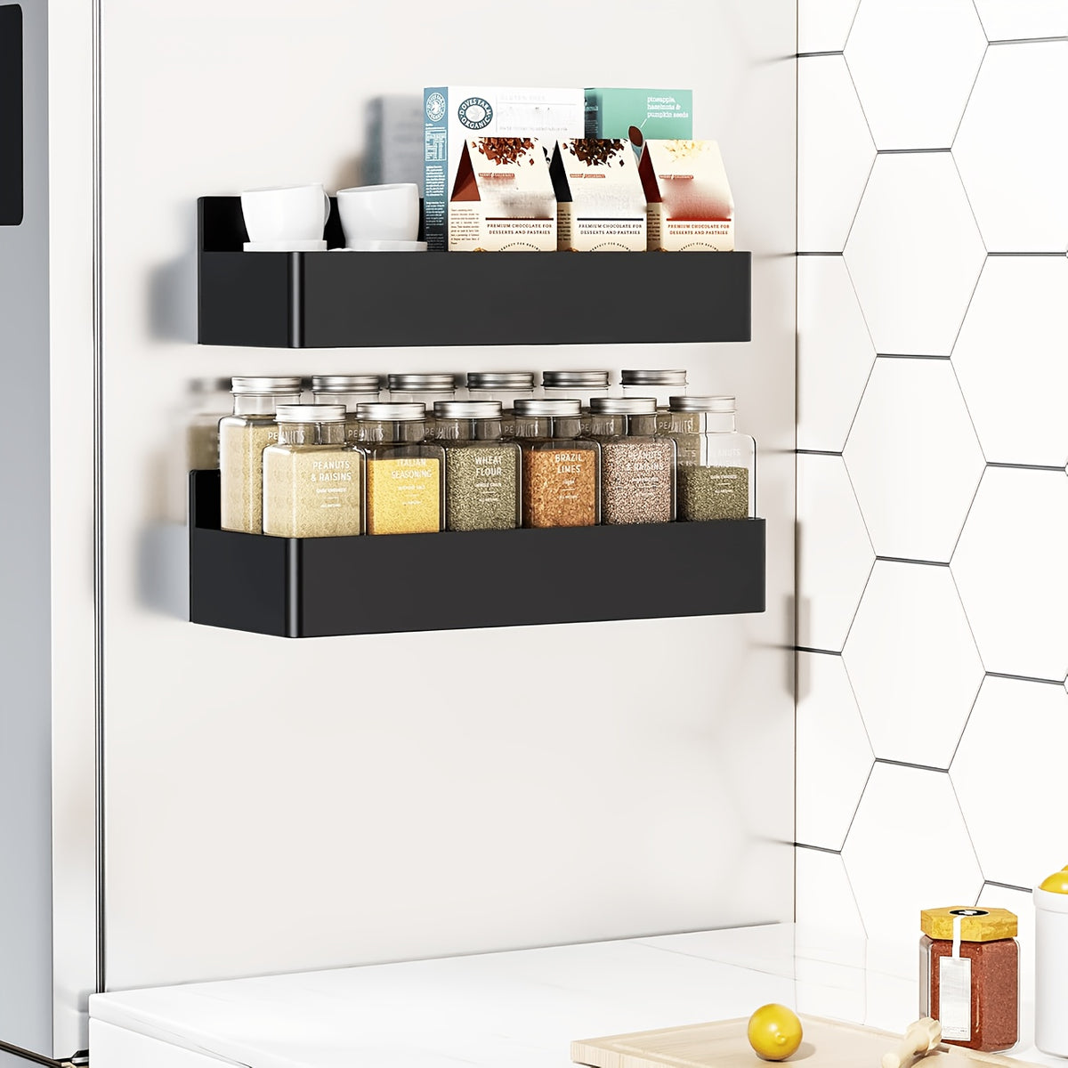 2/4 Movable Metal Refrigerator Magnetic Storage Rack, Multi-purpose Kitchen Bathroom Storage Box, Space-saving Multi-functional Organizer, Simple Appearance.