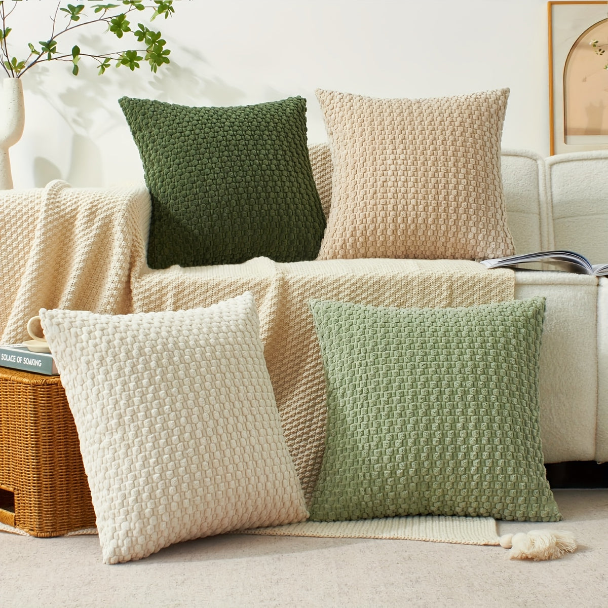 4 Soft Velvet Modern Double-Sided Design Sofa Pillowcases, Office Chair Backrest Pillowcases, Bedside Cushion Covers, And Machine-Washable Sofa And Bed Decorative Cushion Covers