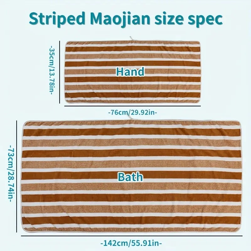 9/15pcs Classic Towel Set, No Hair Loss, Super Absorbent, Super Soft Two-Color Striped Interval Bath Towel Combination, Including 2/5 Large Bath Towels, 2/5 Large Face Towels, 5 Hand Towels, Bathroom Supplies, And Beach Essentials