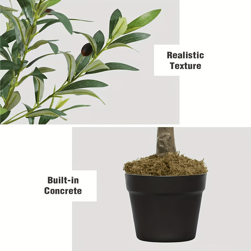Artificial Olive Tree with Nursery Planter, 74 Inch, 7.2 Foot or 8 Foot Faux Greenery with Lifelike Leaves and Fruits for Home and Patio Styling