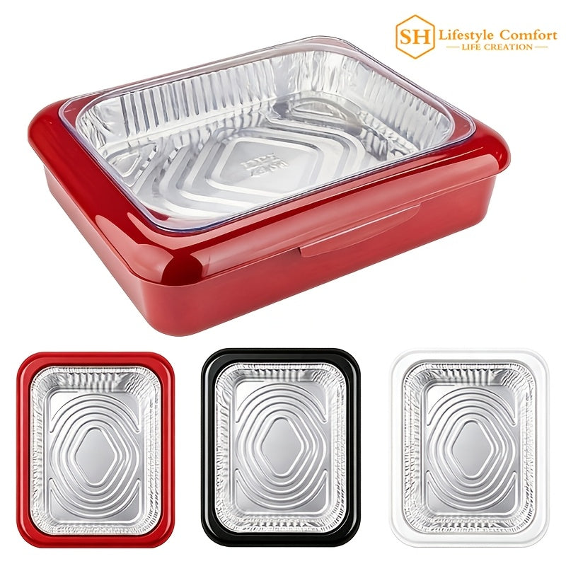 Set of 3 Elegant Pans 2 IN 1 Reusable Plastic Food Storage Boxes with 2 Complimentary Foil Trays for Outdoor Gatherings, Celebrations, Christmas, And Thanksgiving Presents