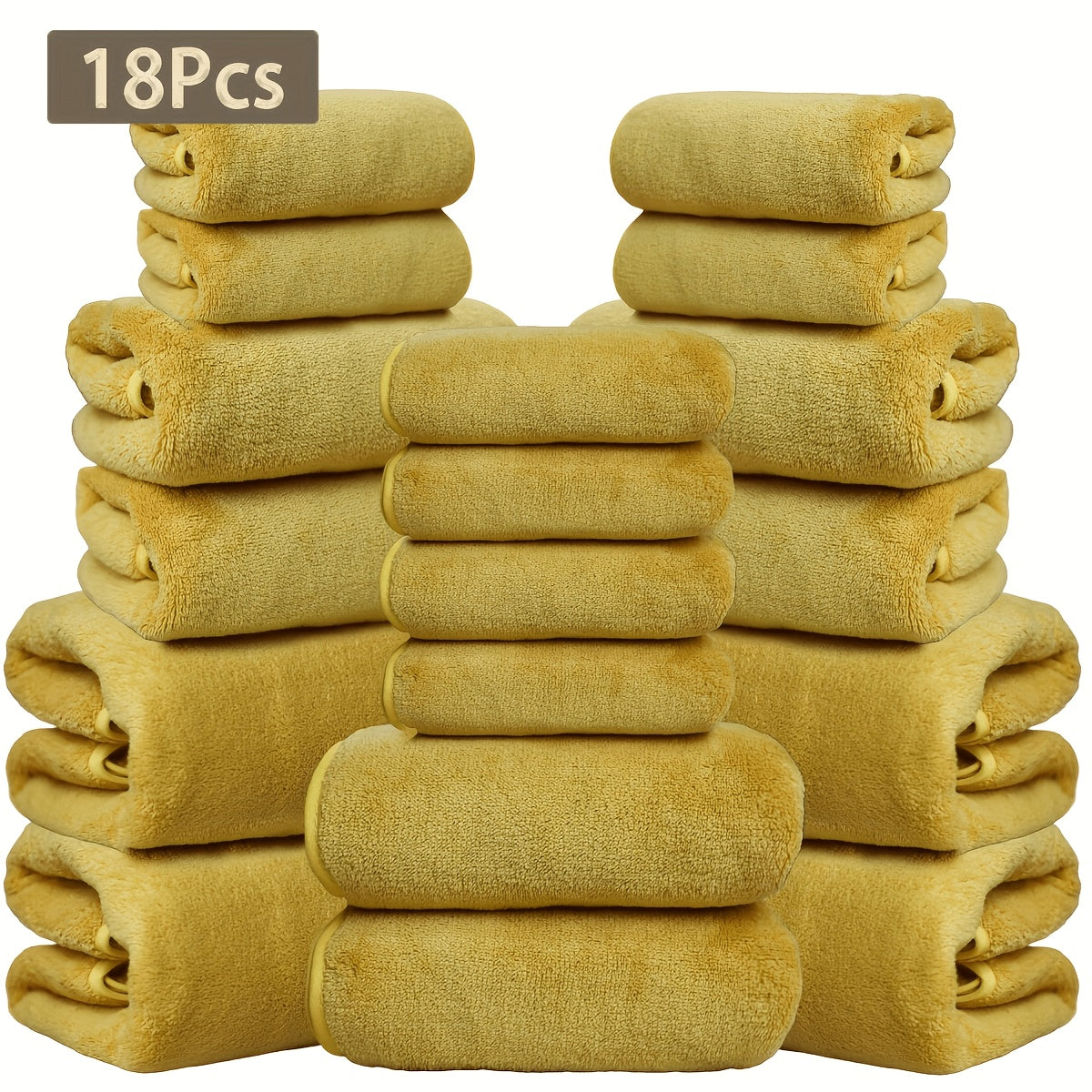 18pcs Coral Velvet Towel Bath Towel Set, 4 Bath Towels, 4 Towels, 10 Square Towels, Suitable for Hotel, Home, Travel, Spa