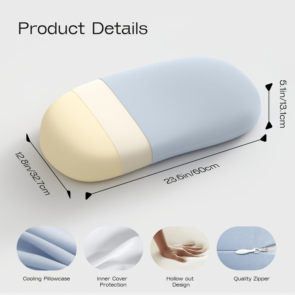 1pc Cloud Pillow for Neck Support, Ergonomic Contoured Design with Cooling Cover, All-Season Cooling Bed Pillow, Machine Washable, Multi-Color Options