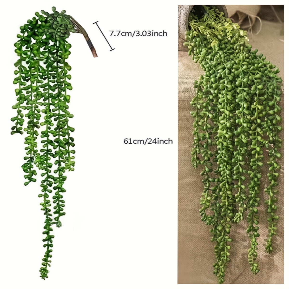 Lover'S Tears Artificial Succulent Hanging Plant - Realistic Plastic Pearl String With Green Cascading Chains For Wall, Home, Garden, Wedding & Halloween Decor - No Maintenance Indoor/Outdoor, Wedding Decor, Cascading Greenery, Flexible Arrangement