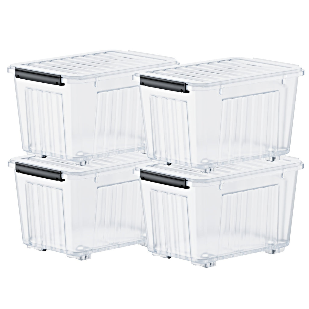 4/6 Pack of Storage Boxes with Lids And Wheels, 72 And 97 Quarts Capacity, Ideal for Storing Various Household Items, Stackable, Available in Three Colors