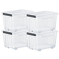Large Storage Bins with Wheels and Lids, 72 or 97 Quart Stackable Polypropylene Organizer Boxes in 4 or 6 Packs for Closet and Household Storage
