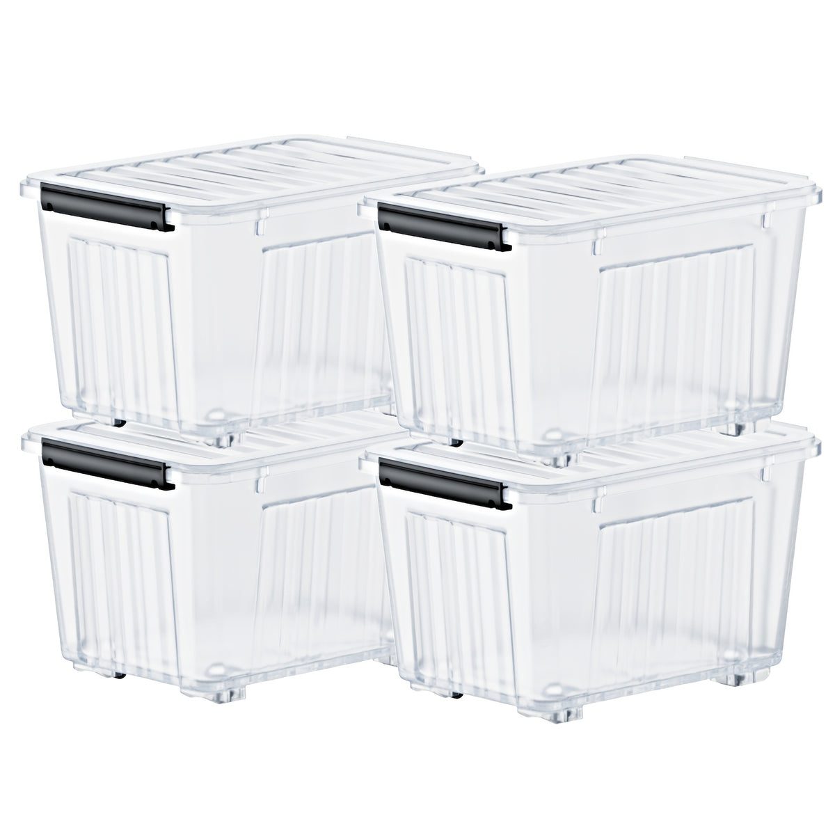 4/6 Pack of Storage Boxes with Lids And Wheels, 72 And 97 Quarts Capacity, Ideal for Storing Various Household Items, Stackable, Available in Three Colors