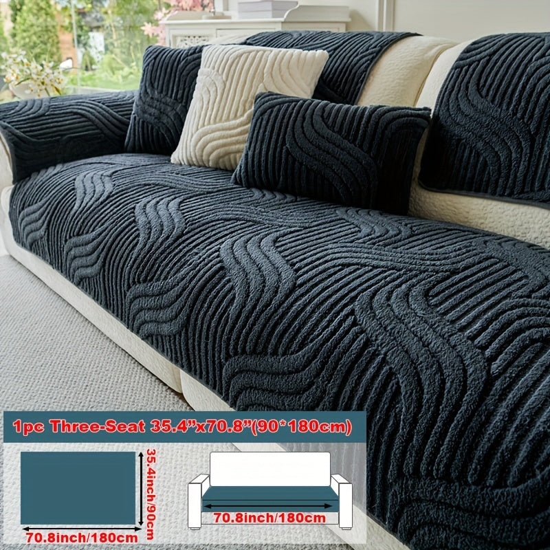 1pc of Plush, Non-Slip Sofa Cover That Is Modern And Luxurious, Pet-Friendly, Breathable, And Stylish for Home Decoration. It Is Appropriate for The Living Room, Bedroom, Or Office, Made from Polyester Fabric, Machine Washable, And Without Any Print