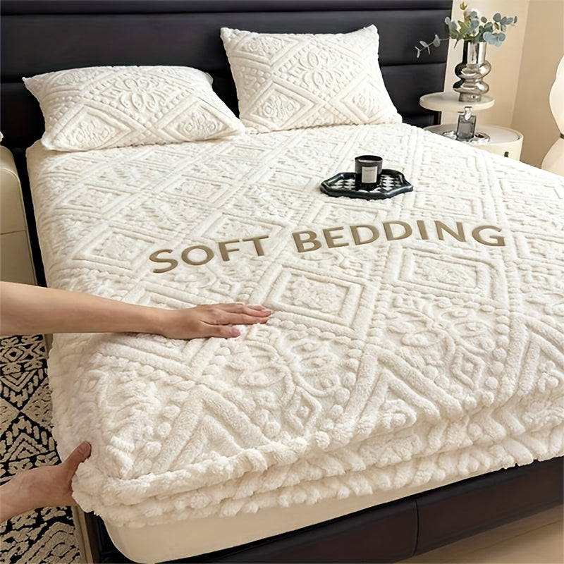 European Embossed Super Soft Bed Sheet/Blanket - Four Seasons Universal Warm Mattress Protector, Soft Machine Washable Bedding, Deep Pocket Design, Suitable for Twin, Queen, King, Full Sizes. Pillowcases Available With/Without