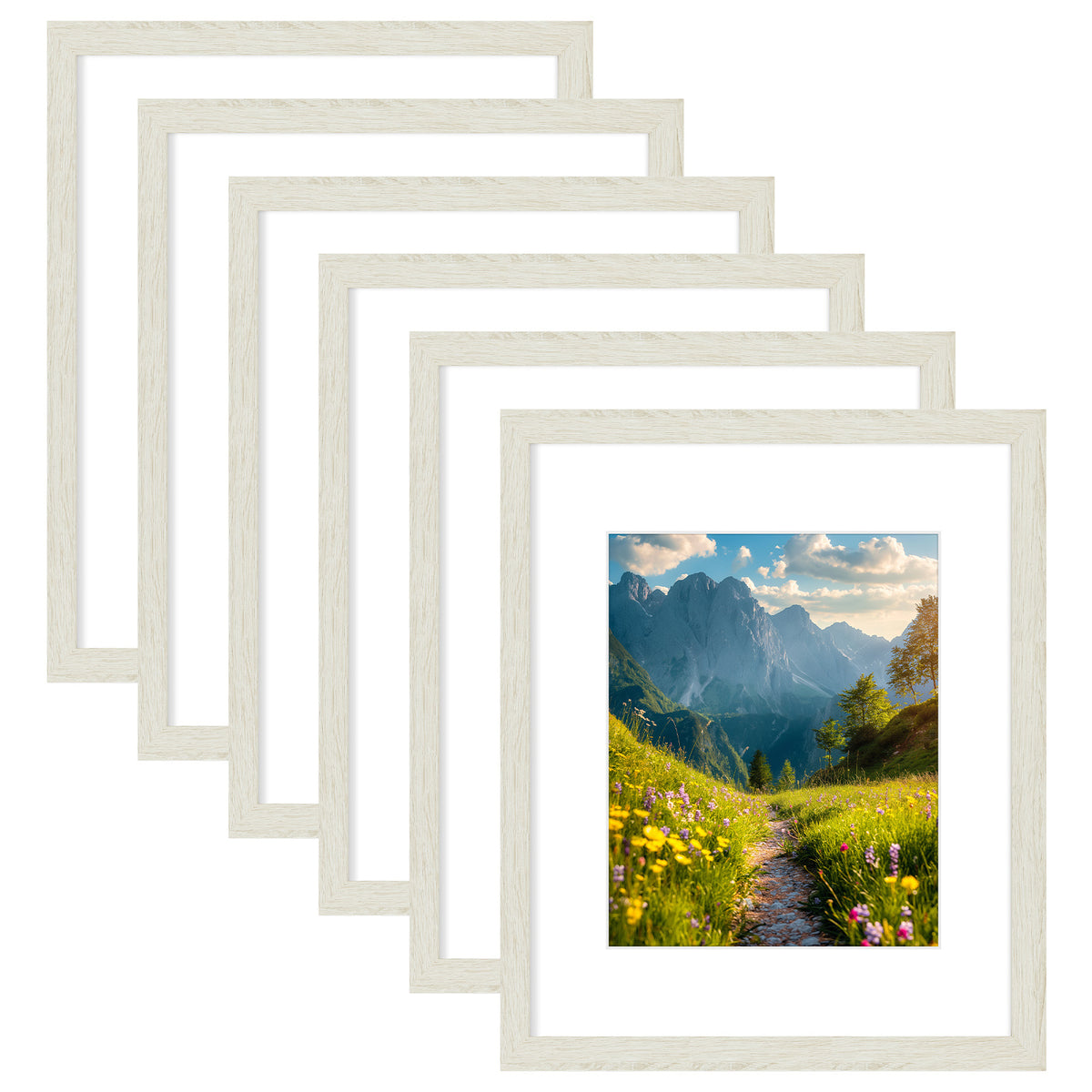 6 Packs 6x8/8x10/9x12/11x14/16x20 Picture Frames Set, Engineered Wood Gallery Wall Frame Set with Plexiglass - Wall Mounting or Tabletop Display