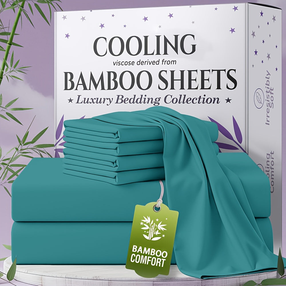 for extra Deep Pocket Bamboo Sheets Set - 4/6pcs Breathable & Cooling Bamboo Bed Sheet Set, Kid Sheet & Pillowcase Sets, Hotel Luxury, Soft Wrinkle-Free For Extra Deep Mattresses, Room Decor
