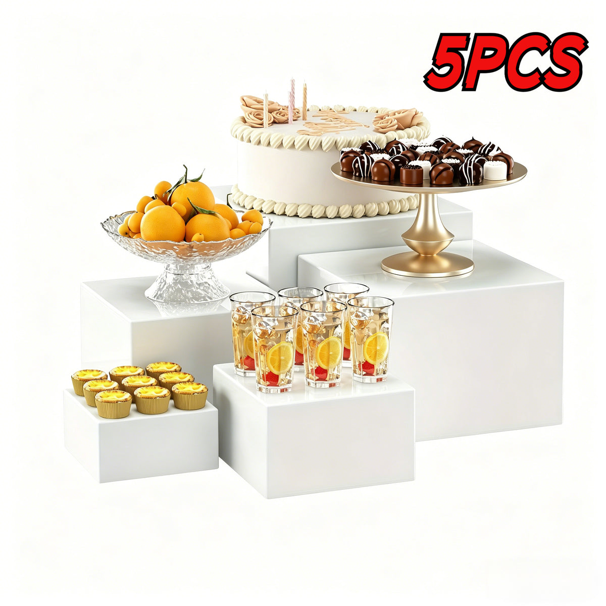 5pcs Square White Acrylic Display Stands