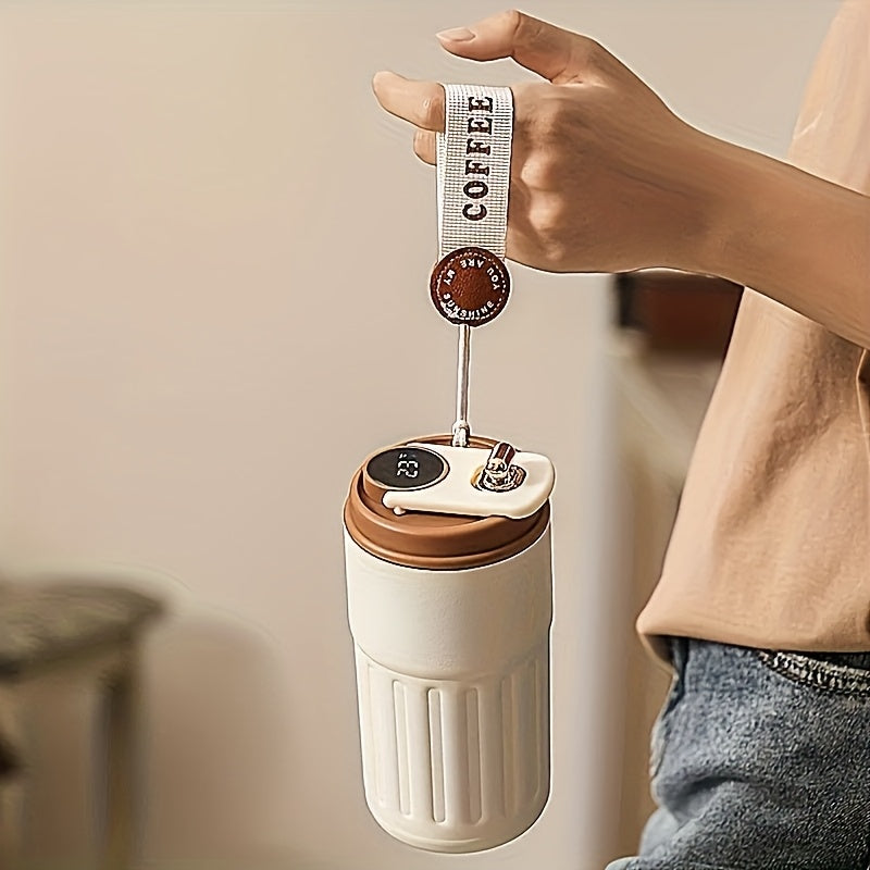 Insulated Travel Coffee Mug, 15.55 oz Vintage Letter Print Cup with 316 Stainless Steel and Leakproof Lid for Office, Commutes and Outdoor Drinks