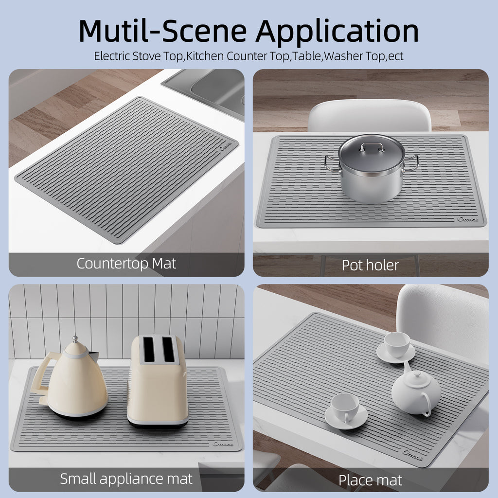Oversized Thick Silicone Cover for Stove Tops, Measuring 75.7X53.2Cm (29.8X20.8In), Featuring Anti-Slip Stripes And Made from Quiet Material, Suitable for Kitchen And Restaurant Use Dish Drying Mats