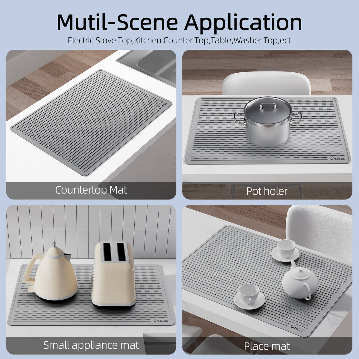 Oversized Thick Silicone Cover for Stove Tops, Measuring 75.7X53.2Cm (29.8X20.8In), Featuring Anti-Slip Stripes And Made from Quiet Material, Suitable for Kitchen And Restaurant Use Dish Drying Mats