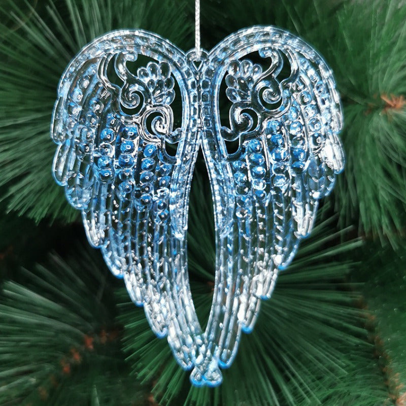 2D Flat, 5pcs Angel Wings Ornament Acrylic Crystal Tree Decorations Transparent Snowflake Ice Strip Bowknot Bird Pendants Accessories Handicraft Christmas Supplies For Home New Year Gift, Vintage Christmas Ornaments, Christmas Decorations Outdoor