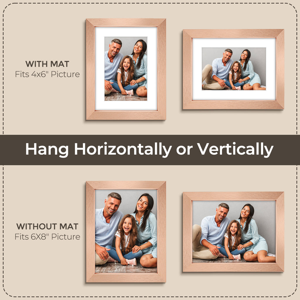 6 Packs 6x8/8x10/9x12/11x14/16x20 Picture Frames Set, Engineered Wood Gallery Wall Frame Set with Plexiglass - Wall Mounting or Tabletop Display