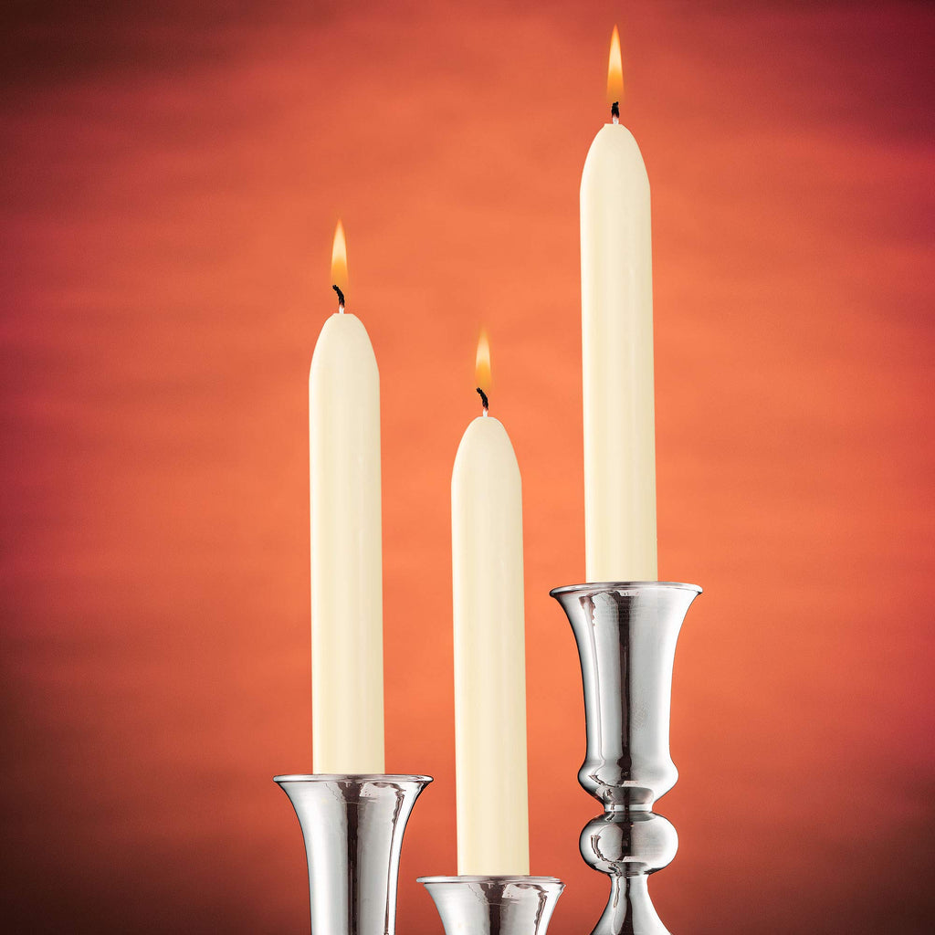 Ivory Taper Candles - Pack of 14 - 9 Inch Tall Candlesticks with Unscented Premium Wax - 8 Hour Long Burning for Home Decoration, Wedding, Holiday and Parties
