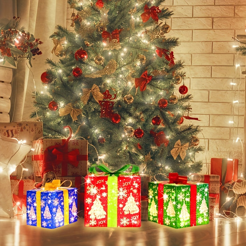 3pcs Christmas Gift Box Lights, Fairy Light String, 8 Modes of Light Emission, Including Remote Control, Indoor And Outdoor Decoration, Suitable for Christmas, Halloween, Thanksgiving, New Year, Parties, Self-Assembly