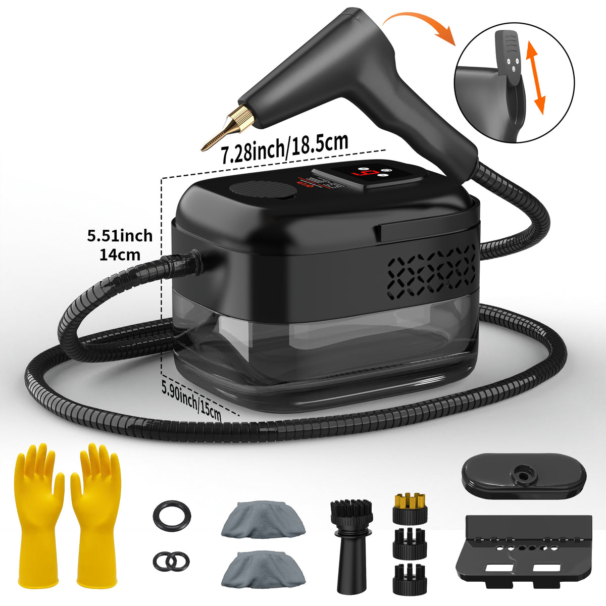 Household High Pressure Steam Cleaner, Steam Cleaner Handheld, High Temperature Carpet Cleaner, Handle Gear Switch Adjustment, LCD Display, 40.58oz Water Tank Capacity, Suitable for Kitchen Fumes, Sofas, Easter Gifts,