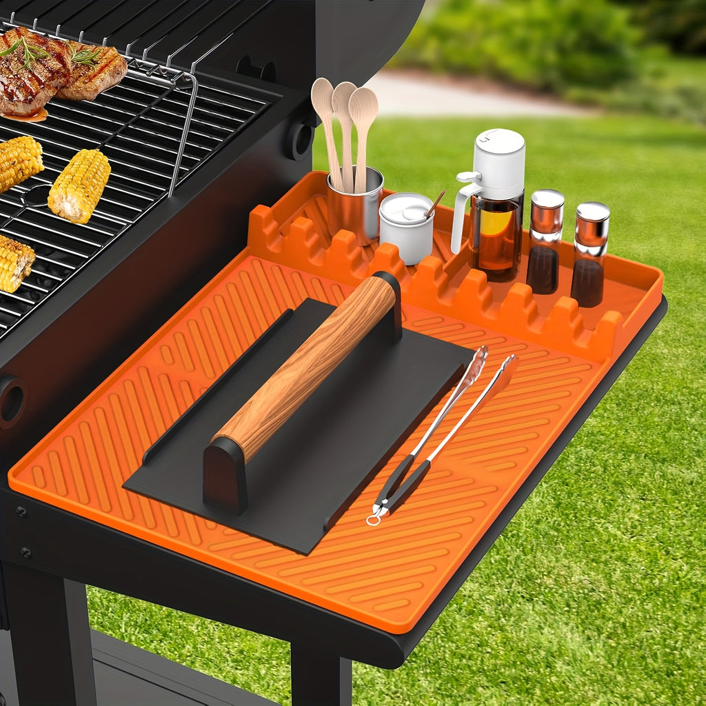 Blackstone Silicone Griddle Tools - Spatula Mat with Drip Pad, Grill Utensil Holder, Side Shelf Mat for Kitchen, Cooking, Countertop, Griddle Additions