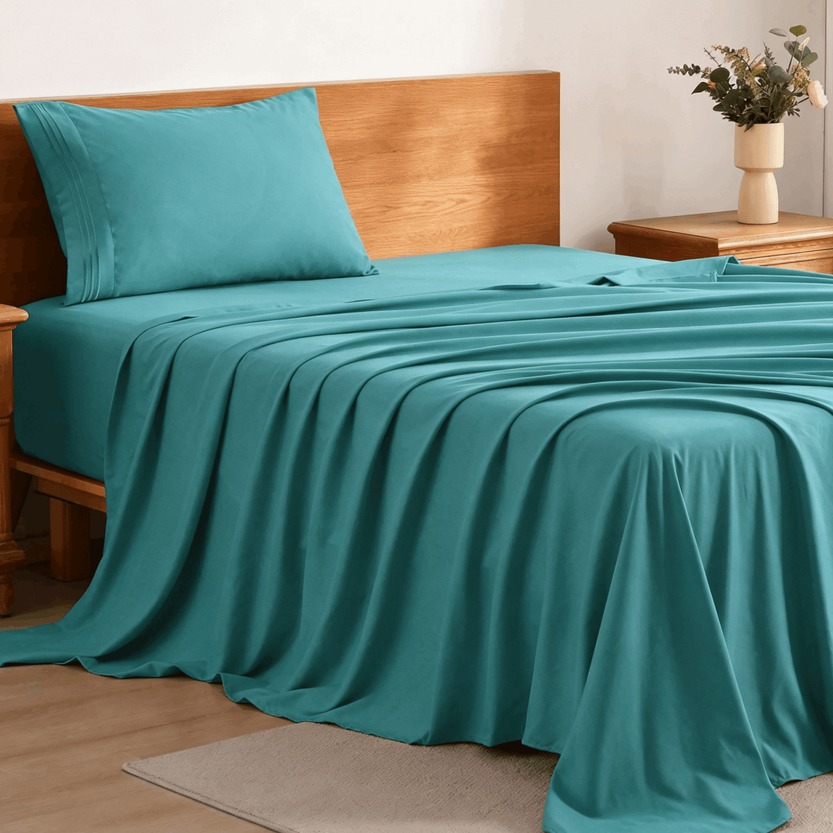 3/4-Piece Cooling Bed Sheet Set, Soft & Breathable Bedding with 18-Inch Deep Pocket, Hotel Luxury Sheets for Summer