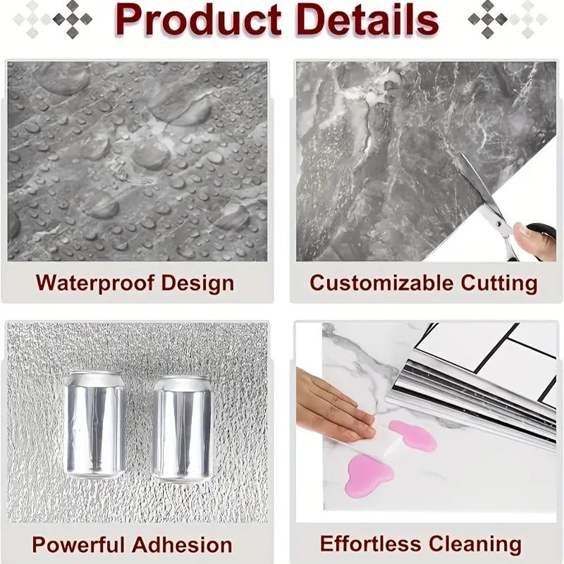 50/100pcs Stick Shower Tiles, Waterproof PVC Wall Panels, Marble Wall Tiles Self Adhesive Vinyl Backdrop for Bathroom, Kitchen, Living Room, Easy Peel & Stick, Ideal for TV Backdrop, Bathroom Wallpaper, Modern Wall Decor, Easy Installation