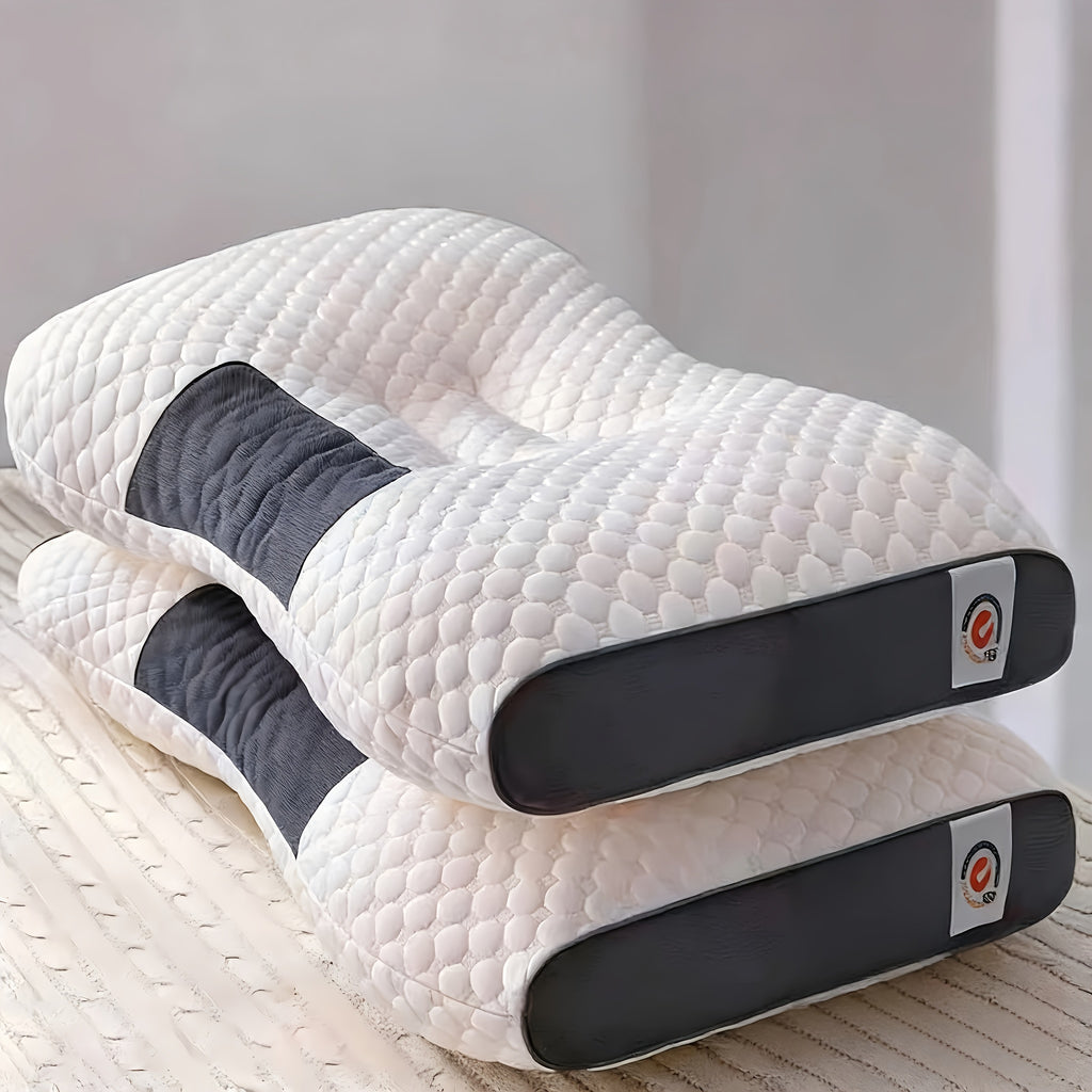 2-Piece/4-Piece Soft Massage Neck Support Pillows - Ergonomically Designed with High-Quality Filling for Deep Sleep and Neck Support, Features a Removable Cover, a Must-Have for Student Dormitories, Maintains Its Shape, and Is Machine Washable