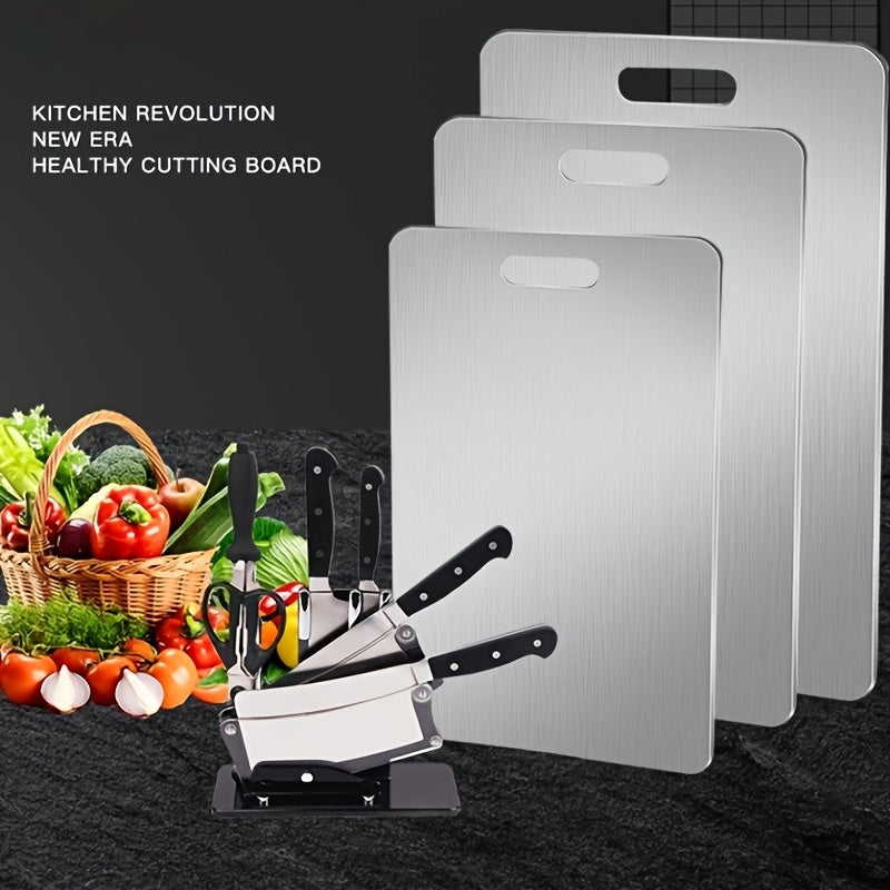 3pcs Premium Stainless Steel Chopping Board Set - Durable, Easy to Clean, Kitchen Ready, Space Saving, Rust Resistant and BPA Free for Food Safety