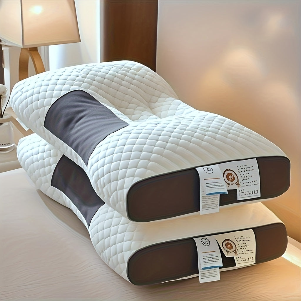 2-Piece/4-Piece Soft Massage Neck Support Pillows - Ergonomically Designed with High-Quality Filling for Deep Sleep and Neck Support, Features a Removable Cover, a Must-Have for Student Dormitories, Maintains Its Shape, and Is Machine Washable