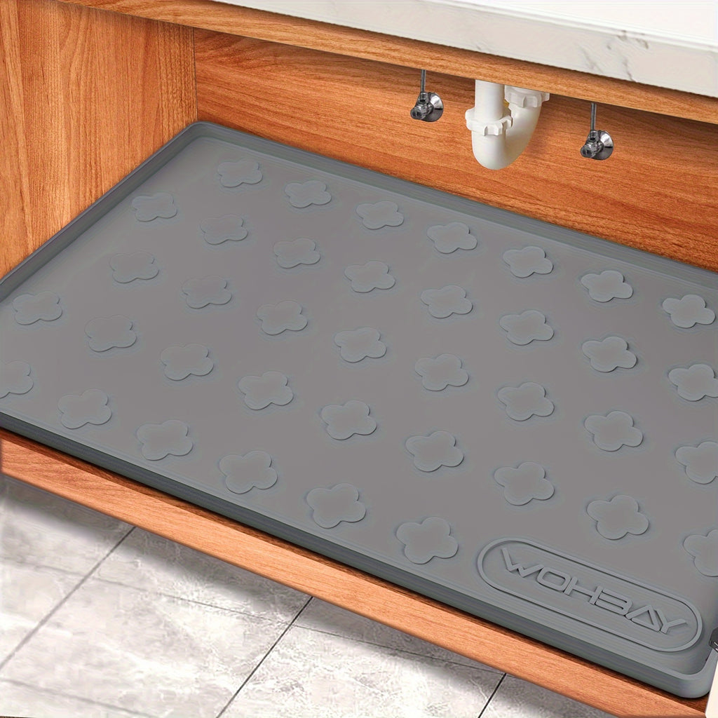 Waterproof Kitchen Undersink Mat, 34" X 22" Silicone Undersink Mat For The Bottom Of The Kitchen Sink, Undersink Drip Tray Liner For Kitchen Bathroom Cabinets, Can Hold Up To 3, 3 Cups Of Liquid.