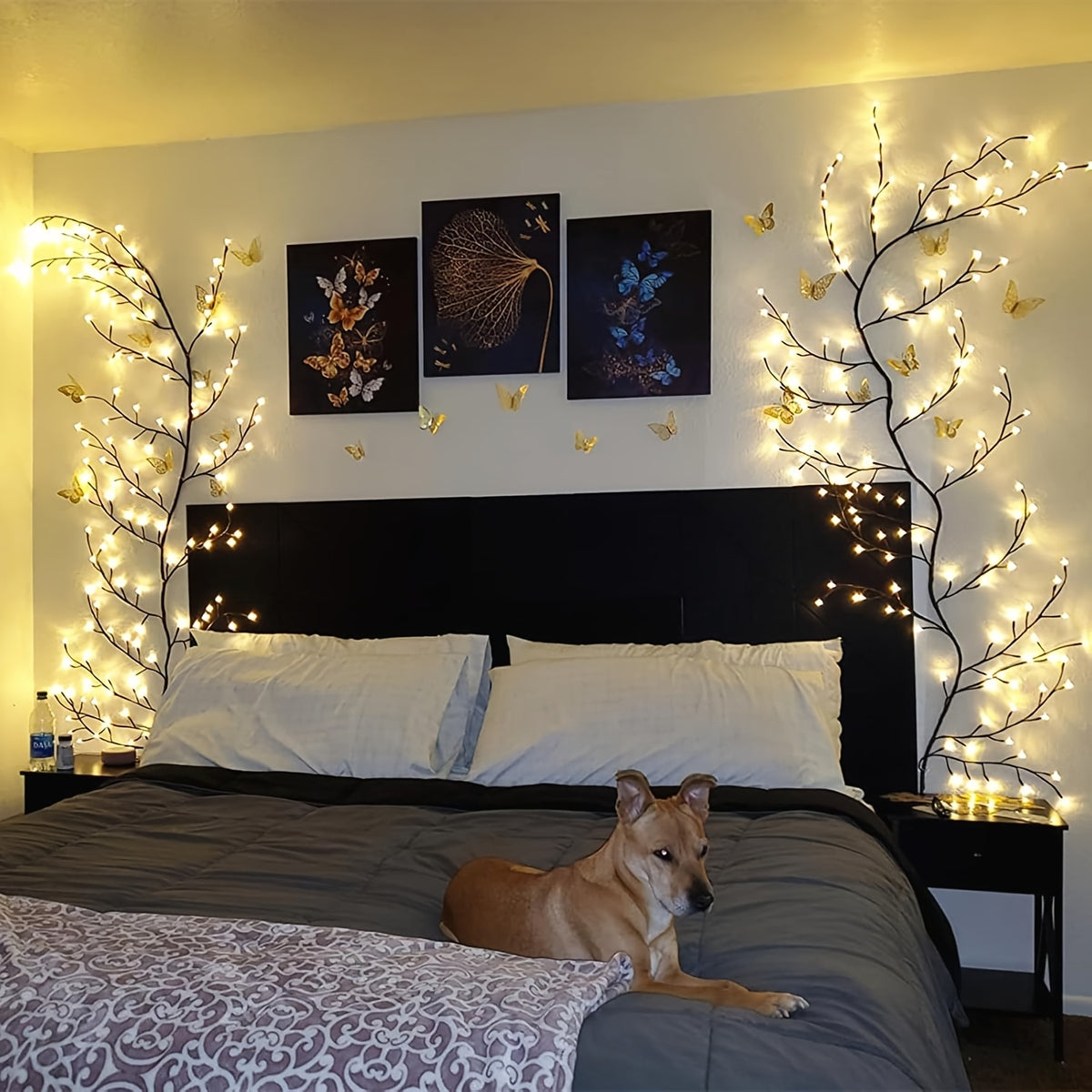 96 LED Brown Vine Fairy Lights - 6ft Flexible Bendable Artificial Willow Branches with 8 Modes, USB Powered Remote Control for Indoor Home Decor, Weddings, Christmas, Valentine's, Thanksgiving & Holiday Party Decorations, Remote Controlled Fairy Lights, W