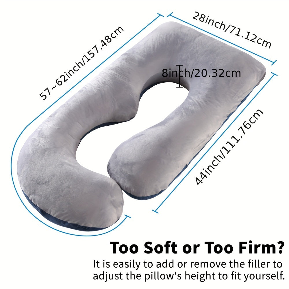 60-inch J-Shaped Full Body Pillow, Maternity Pillow, Maternity Full Body Pillow with Velvet Pillowcase, Full Body Pillow with Back, Leg, And Tummy Support, Helps Ensure Adequate, Comfortable Sleep, Halloween And Christmas Gift