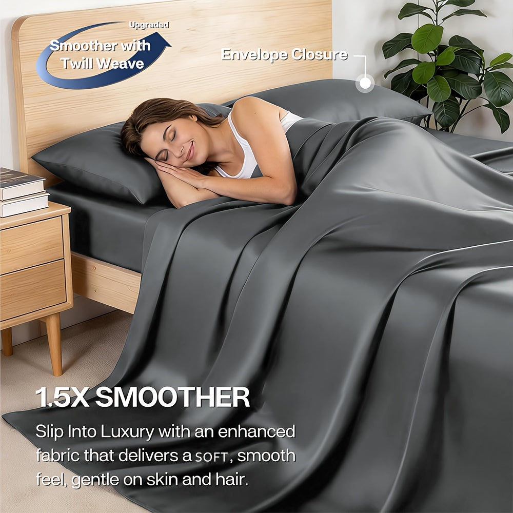 6pcs Cooling Bed Sheets Sets Queen Size - Ultra Soft & Luxuriously Cooling For Hot Sleepers, 17" Deep Pocket, Double Stitching, Christmas Decorations Perfect For Christmas Gift - Queen Bed Sheets