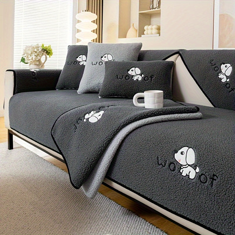 1pc Sherpa Couch Protector, Enhanced Sofa Cover, Suitable for Pets, a Favorite Among Pets, Thick Plush Sofa Shield, Non-Slip Plush Sofa Cover, Furniture Protection Cover, Home Decor for Bedroom, Office, And Living Room
