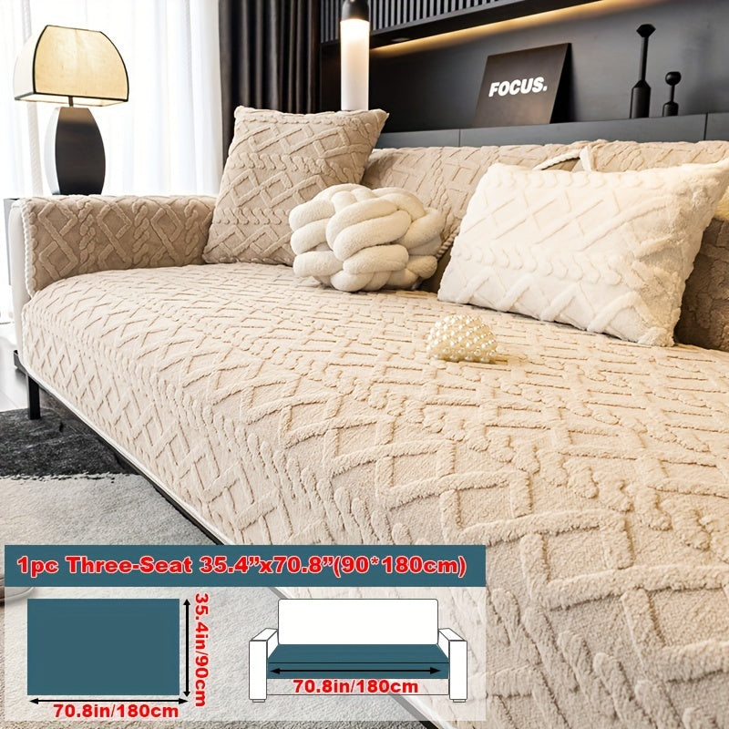 1pc Plush Sofa Mat, Pet Dog Friendly Sofa Cover, Couch Cover Plush And Delicate Soft Anti Slip Protection Sofa, Bedroom, Office, Living Room Decoration, Home Decoration Local Warehouse Send Out Goods