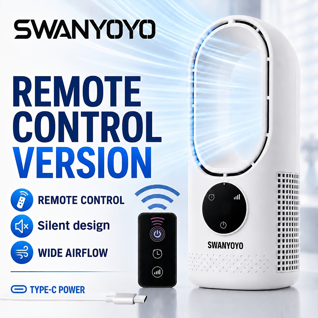 Portable Fan, USB Tower Fan, Desktop Bladeless Fan - Optional Remote Control, Touch Screen, Multi-speed Adjustment, Timer Function And Intelligent Shutdown - Perfect For Offices, Travel, Camping And Home Necessities
