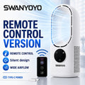 USB Desktop Tower Fan with Remote Control, 6-Speed Bladeless Humidifying Fan with Touch Display, Timer and Colorful Lights for Home Office Desks