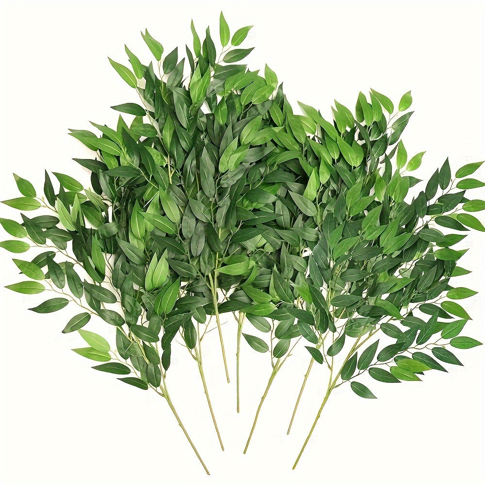 16/ 24/32pcs Italian Ruscus Greenery Stems, 27.6in Artificial Green Leaf Garland Vines Hanging Spray For Wedding Arch Bouquet Filler Table Centerpieces Home Decor