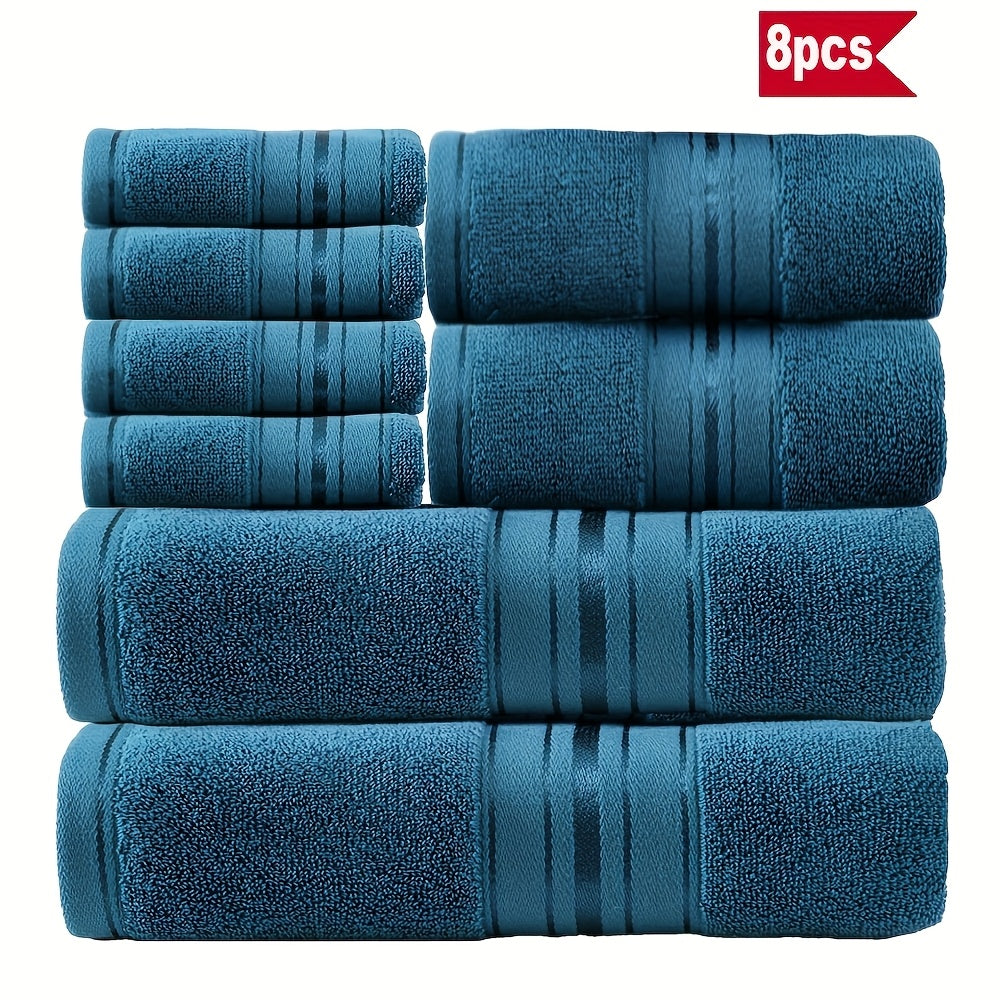 Luxury 8pcs Bath Towel Set, 100% Cotton Premium Hotel Quality, Includes 2 Bath Towels, 2 Hand Towels, 4 Washcloths, Soft Absorbent Spa Towel Collection, Ideal for Bathroom, Hotel, SPA