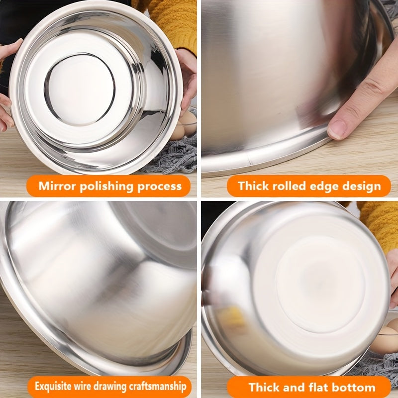 16-inch Stainless Steel Mixing Bowl, Rust-proof Large Salad Bowl, Vegetable And Fruit Washing Basin, Dishwashing Basin, Pet Basin, Laundry Basin, Durable Kitchenware Multi-purpose Basin, Easy to Clean, Thanksgiving, Christmas Gift