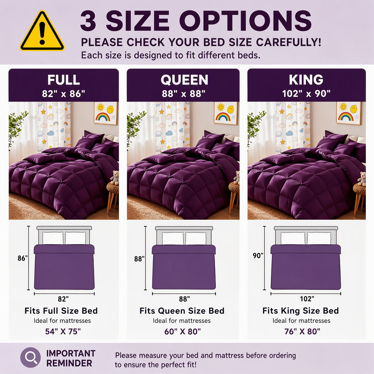 Colorful Comforter Set with Sheets, 7-Piece Lightweight Bed in a Bag with Pillowcases and Shams in Full, Queen and King for All-Season Bedroom Comfort
