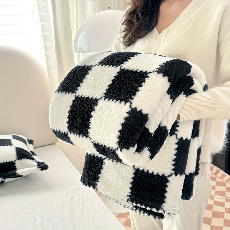 Double-sided Velvet Plaid Black And White Goods Pink And White, Super Soft And Comfortable Panda Velvet, Travel Blanket Suitable for Home Bedroom Sofa Blanket Can Be Machine Washed